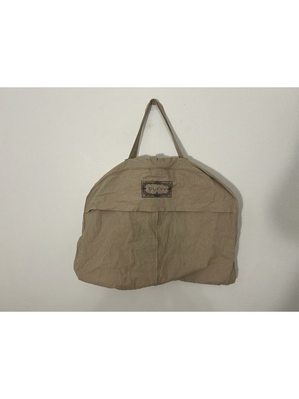 Gucci Garment Bag Beige Cotton Blend Soft Sided Foldable Handle Travel Full Zip